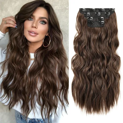Miniatura 21 de REECHO Extensiones de cabello, 4 extensiones de cabello con clip, HE001, extensiones de cabello sintético suave natural para mujer, rubio claro