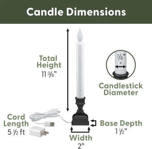 Miniatura 5 de 612 Vermont VT-1270A-4 - Velas eléctricas LED para ventana con punto caliente brillante, sensor del atardecer al amanecer, llama parpadeante
