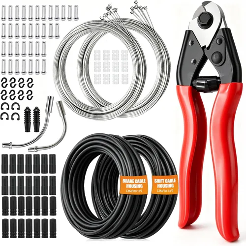 Miniatura 10 de mankk Cable universal de freno de bicicleta y cable de cambio, cable de cambio de bicicleta y kit de carcasa de cable de freno con tapas de extremo