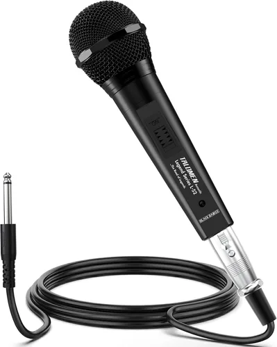 talomen Micrófono con cable para cantar, hembra de metal, interruptor de encendido/apagado, micrófono dinámico vocal profesional con cable de audio