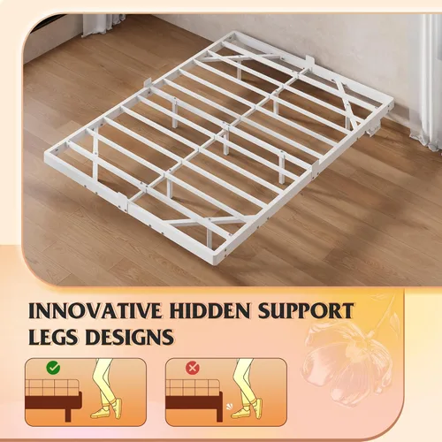 Miniatura 8 de WLIVE Base de cama flotante tamaño Queen, plataforma de metal resistente de 1500 libras con luz LED y estación de carga, no necesita somier, fácil