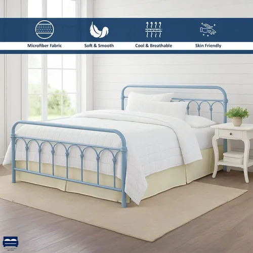 Miniatura 2 de Cottingon Falda de cama plisada con esquinas divididas, 100% microfibra suave, brillante y lujosa, caída a medida de fácil ajuste, tamaño individual