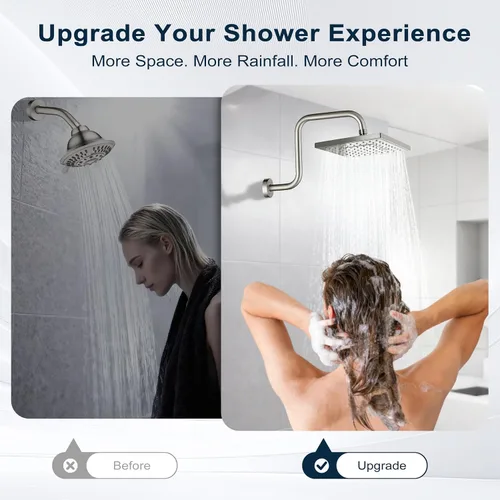 Miniatura 4 de BRIGHT SHOWERS Brazo de extensión de cabezal de ducha de 33 cm con brida en forma de "S" elevador de alto alcance, brazo largo de tubo de ducha
