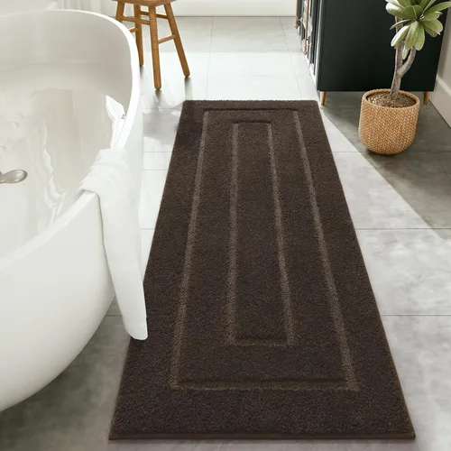 Miniatura 27 de HOMORE Alfombra de baño gris de 24 x 60 pulgadas, suave, absorbente, alfombra de pasillo de baño lavable, alfombras largas antideslizantes