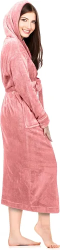 Miniatura 3 de NY Threads - Bata de baño de vellón con capucha para mujer, larga y afelpada