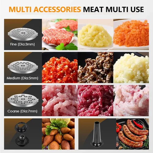 Miniatura 4 de CHEFFANO Picadora de carne eléctrica, 350W [2000W máx] Picadora de carne eléctrica, Molino de carne, Picadora de carne con 2 cuchillas de acero