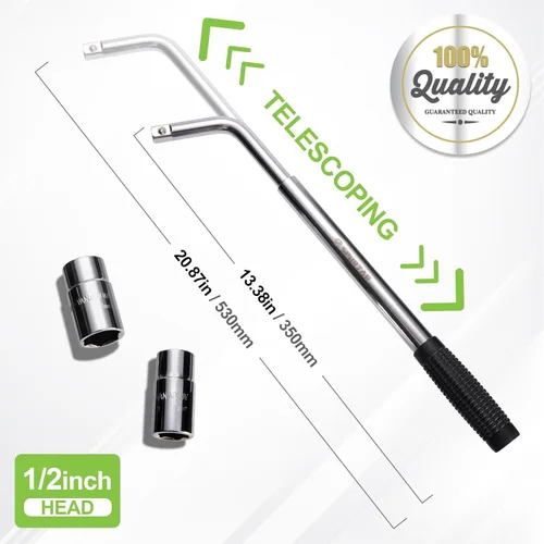 Miniatura 3 de Spurtar Llave de rueda telescópica extensible con abrazadera de rueda, llave de tuerca de rueda, herramientas de reparación de neumáticos, removedor