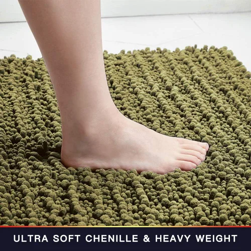 Miniatura 279 de Walensee Alfombra de baño antideslizante (24x17 pulgadas, rosa polvoriento) absorbente de agua, súper suave, lanuda de felpilla, lavable a máquina