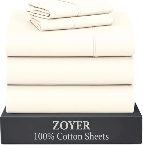 Miniatura 50 de ZOYER Sábanas de percal 100 % algodón tamaño Queen – Juego de sábanas refrescantes y transpirables para personas que duermen con calor, ropa de cama