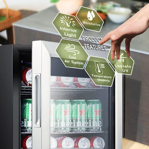 Miniatura 2 de Kalamera Mini Refrigerador de Bebidas Independiente - Capacidad para 120 Latas Enfriador de Bebidas - para Refrescos, Agua, Cerveza o Vino