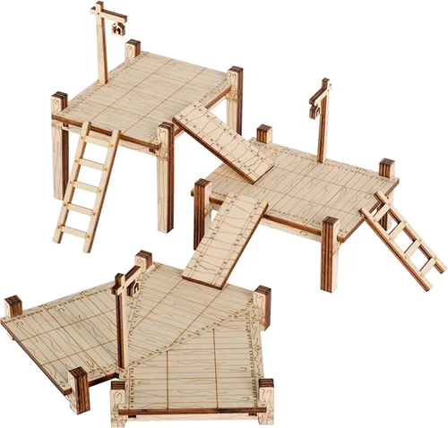 Miniatura 8 de Puente modular, muelle, pasarela, juego básico de 7 piezas de madera cortada con láser para D&D, Pathfinder, Dungeons & Dragons y otros