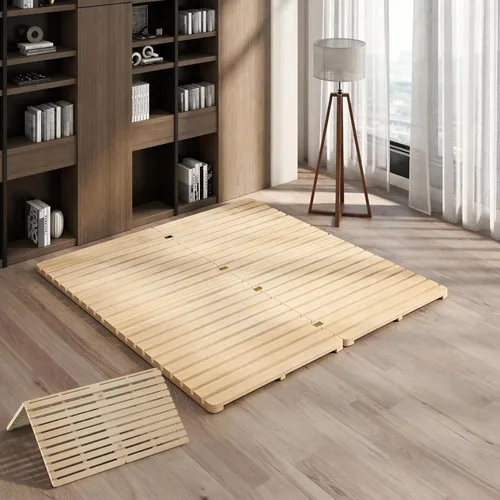 Miniatura 13 de LILYPELLE Floor Bed Frame, Foldable Tatami Bed Frame, Breathable Moisture-Proof Bed Plate, Japanese Floor Bed, Wood Slatted Floor Bed Frame for