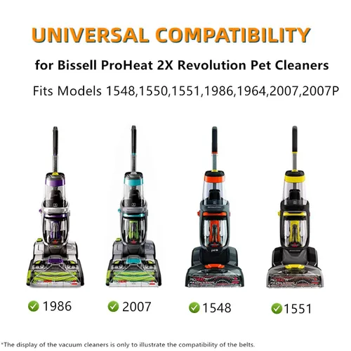 Miniatura 3 de JEDELEOS Correas de repuesto para limpiador de alfombras Bissell ProHeat 2X Revolution Pet (Pro), modelo 1548, 1551, 1986, 1964, 2007, 2007P, serie