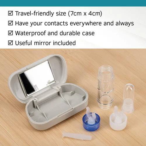 Miniatura 6 de Sports Vision World Kit de viaje gris RGP lentes de contacto duras espejo RGP caso y removedor de succión