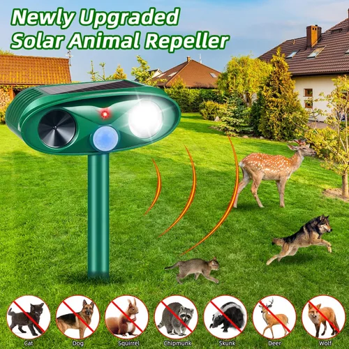 Miniatura 3 de Paquete de 4 repelentes solares de animales, repelente ultrasónico para gatos al aire libre para mantener alejados a los gatos, repelente sónico