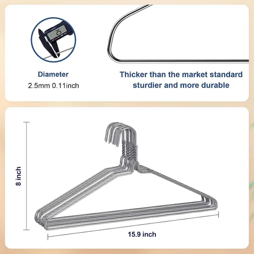 Miniatura 3 de SPECILITE Perchas de Alambre de Metal a Granel Paquete de 100 para Trajes de Tamaño Estándar, Abrigos, Camisas, Pantalones, Faldas, Ahorro de Plata
