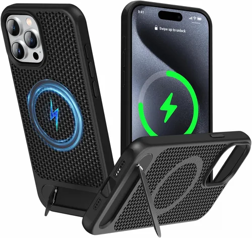 Miniatura 21 de Funda magnética de disipación de calor para iPhone 13 Pro Max, para MagSafe, protección contra caídas Coolingf, funda con función atril ajustable