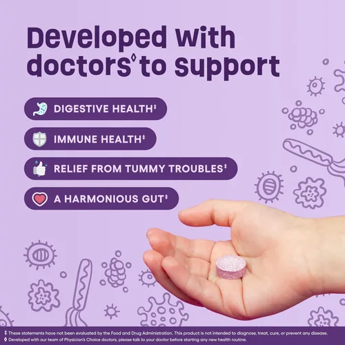 Miniatura 2 de Physician's CHOICE Probióticos para niños – 7 cepas diversas, prebióticos orgánicos, vitaminas y minerales – Clínicamente estudiado L. Rhamnosus