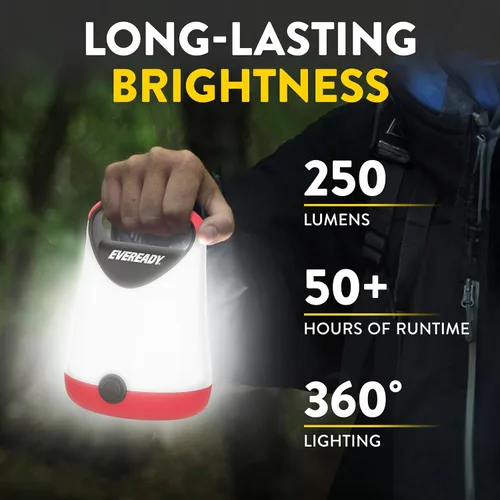 Miniatura 2 de Eveready - Linterna LED para Camping X-250, Luces de Tienda Brillantes, Linternas LED Resistente al Agua, 100 Horas de Duración, Rojo y Negro