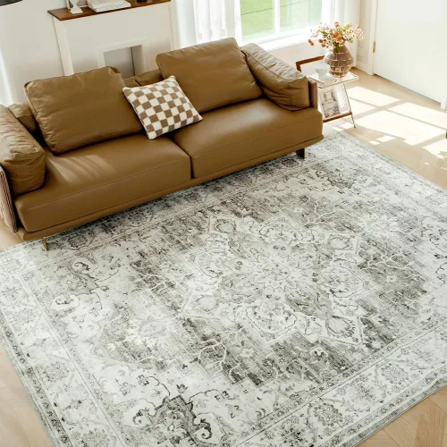 Miniatura 45 de Syalife 6x9 Alfombra Lavable para Área, Ultra Suave Antideslizante, Pila Baja, Alfombra Vintage Resistente a Manchas para Sala de Estar, Alfombra