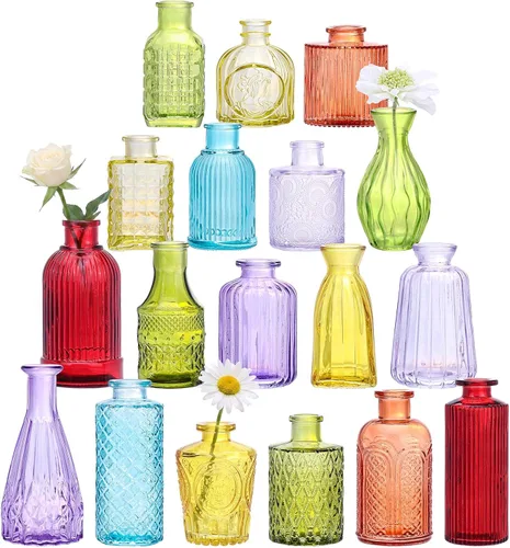 Miniatura 14 de Fixwal Juego de 5 jarrones pequeños, florero pequeño para flores, jarrón de vidrio para decoración del hogar, decoraciones de boda, jarrones