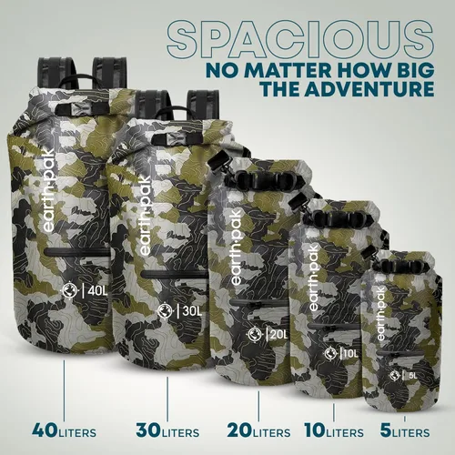 Miniatura 2 de Earth Pak Bolsa seca impermeable con bolsillo con cremallera, mochila impermeable para mantener el equipo seco Camuflaje