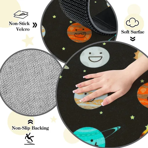 Miniatura 6 de STARUIA Alfombra de aula con cara sonriente de planeta, 5 x 7.6 pulgadas, alfombra educativa circular para aula, preescolar, guardería, alfombra