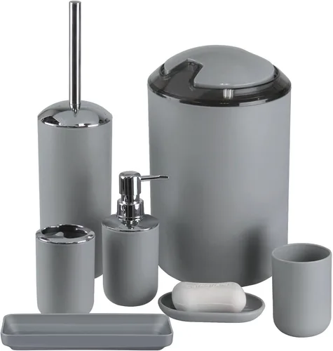 Miniatura 10 de Conjunto de Accesorios de Baño IMAVO, Juego de Baño Verde, Juego de 7 Piezas de Accesorios de Baño, Bandeja, Cepillo de Inodoro, Bote de Basura