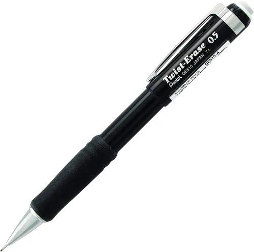 Miniatura 2 de Pentel Portaminas de 0.020 in Twist Erase III, borrador de torsión, mina HB de polímero súper alta precargada, barril negro, paquete de 3