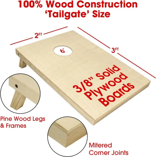 Miniatura 2 de GoSports - Juegos de Cornhole de madera maciza de primera calidad - Elija 4 x 2 pies o 3 x 2 pies - Los juegos de tableros incluyen un juego de 8