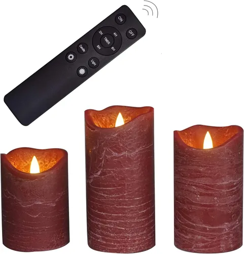 Miniatura 14 de CANDLE CHOICE Velas de Navidad sin llama con temporizador remoto, cera real, parpadeante, pilares LED con grabado deprimido, reno, Papá Noel, Blanco