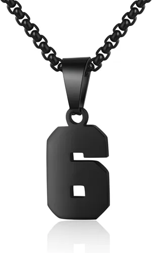 Collar de números para niños y deportistas cadena negra de acero inoxidable de 00 a 99 dije de dije personalizado para hombres baloncesto béisbol