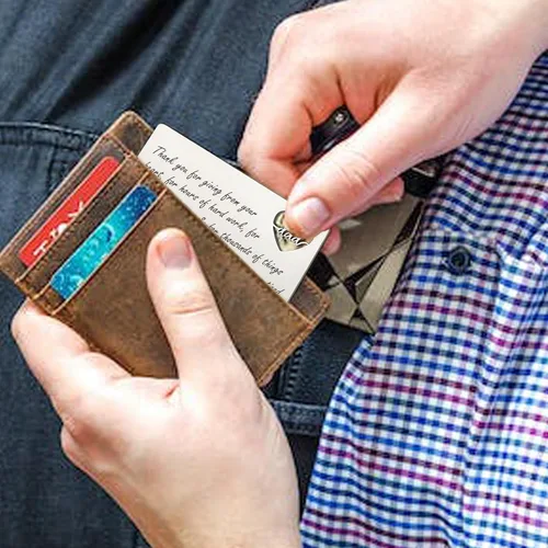 Miniatura 4 de YODOCAMP Tarjeta de billetera con texto en inglés "Thank You Dad", tarjeta de cartera grabada para mi papá de hija e hijo, cumpleaños, día