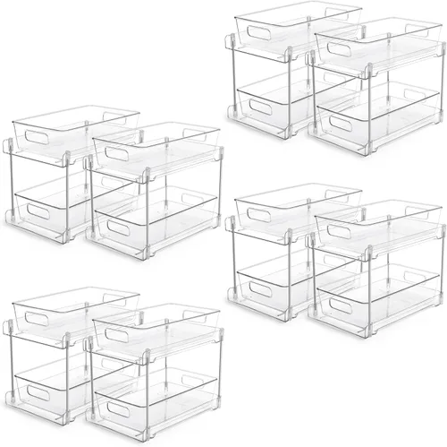 Miniatura 9 de Vtopmart - Organizadores de baño, 4 piezas, 2 niveles, transparentes, bajo el fregadero, almacenamiento para tocador o encimera, cajones