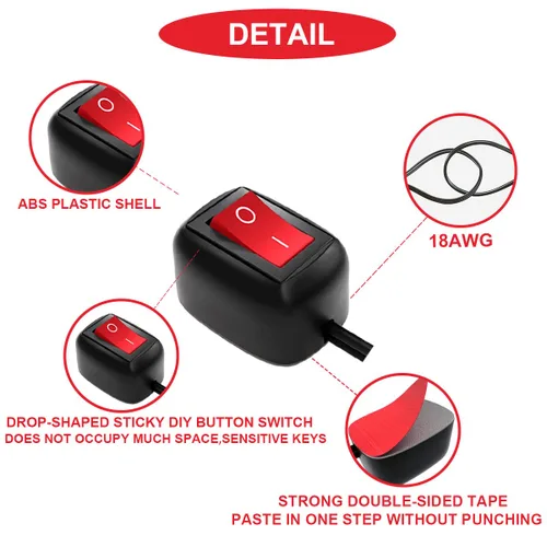 Miniatura 3 de 2 unids interruptor tipo pasta interruptor basculante interruptor de encendido/apagado montaje en superficie DC 12V interruptor de botón LED