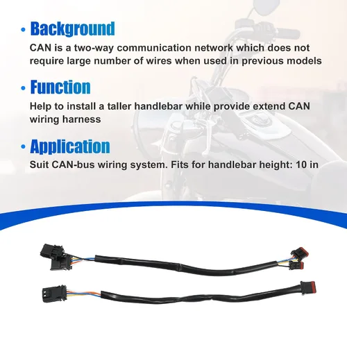 Miniatura 6 de X AUTOHAUX Arnés de extensión de cable de circuito de bus CAN para manillar de 10 pulgadas para Harley Davidson Softail Dynas Electra Glide Road