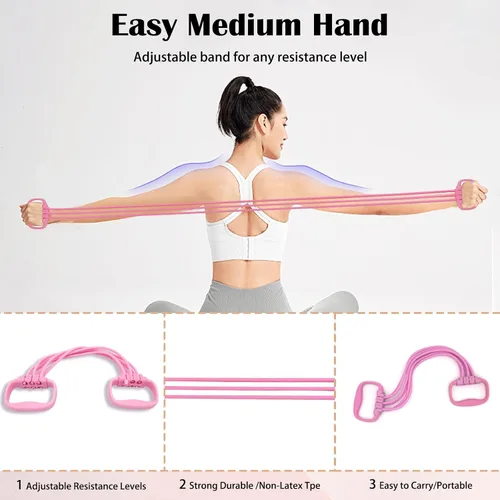 Miniatura 3 de Resistance Bands with Handles for Women 15-90LBS-6 Tube Adjustable Silicone Exercise Bands Set for Arm Back Exercise, Stretch Bands for Yoga