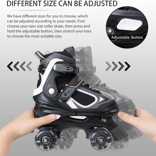 Miniatura 4 de Nattork Patines de ruedas para niños y niñas, patines cuádruples ajustables de 4 tamaños con todas las ruedas iluminadas - regalo de cumpleaños