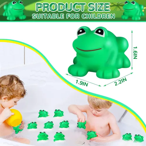 Miniatura 4 de 36 ranas de goma para niños, lindas ranas flotantes chirriantes de baño, mini ranas de plástico para decoración de pasteles, aula, premios