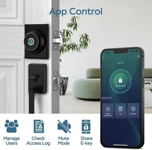 Miniatura 4 de GeekTale Cerradura de seguridad de huellas dactilares con aplicación, cerradura inteligente de seguridad para puerta delantera