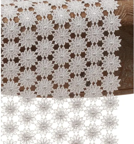Miniatura 5 de SARO LIFESTYLE Thea Dora Collection - Camino de mesa de encaje con diseño floral calado, estilo antiguo, 16 x 72 pulgadas, color gris