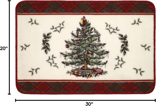 Miniatura 4 de Spode - Alfombra de baño, alfombra de baño de algodón, decoración de baño navideño, colección tartán de árbol de Navidad