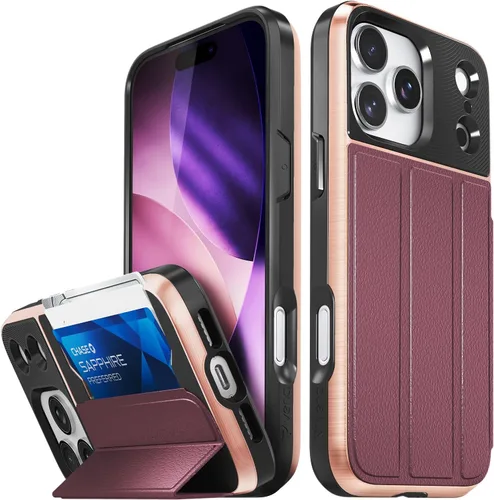 Miniatura 72 de VENA vCommute Funda tipo cartera compatible con Apple iPhone 14 (15.5 cm), funda de cuero con tapa plegable, tarjetero con función de soporte