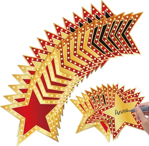 Starboling 90 piezas de cartón de estrella de cine, 3 estilos de alfombra roja, recortes nocturnos para tablón de anuncios, decoración de fiesta de