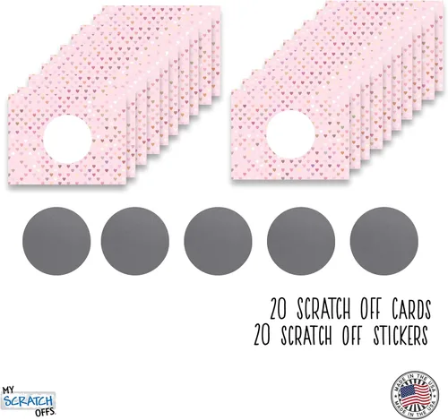 Miniatura 3 de My Scratch Offs - Paquete de 20 Mini Tarjetas Rasca y Gana DIY de Corazón Rosa para San Valentín con Calcomanías, 3x4 Pulgadas, Notas de Amor