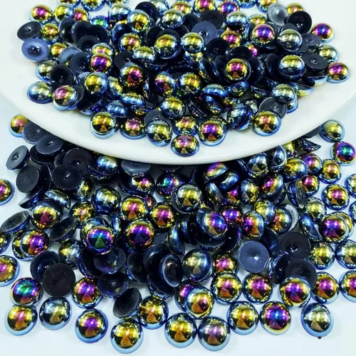 Miniatura 7 de 1000 perlas medias redondas de resina con parte trasera plana de 0.236 pulgadas para manualidades, para cara, uñas, vasos, ropa, zapatos, álbum