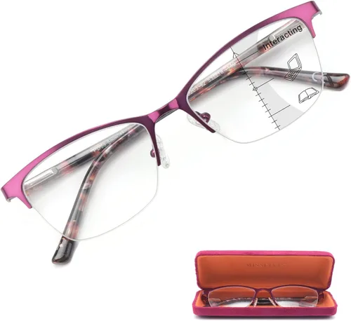 Miniatura 7 de Missfive Paquete de 2 Gafas de Lectura Progresivas Multienfoque para Mujeres, Sin Línea Bloqueo de Luz Azul Bisagra de Resorte Lectores Ligeros