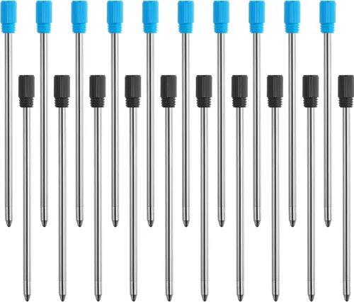 TecUnite 20 repuestos de bolígrafo de 2.75 pulgadas para bolígrafos de punta media de 0.039 pulgadas (0.039 pulgadas) de punta media, color negro y