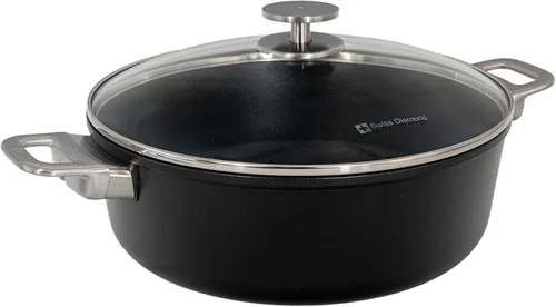 Swiss Diamond Braiser HD - Estofador de aluminio antiadherente con revestimiento de diamante de 11 pulgadas (5.3 cuartos), incluye tapa, sin PFOA,