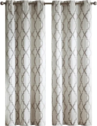 VCNY Home - Par de paneles de filtrado de luz, cortinas de enrejado de cuatrifolio, tratamiento de ventana con ojales en la parte superior para